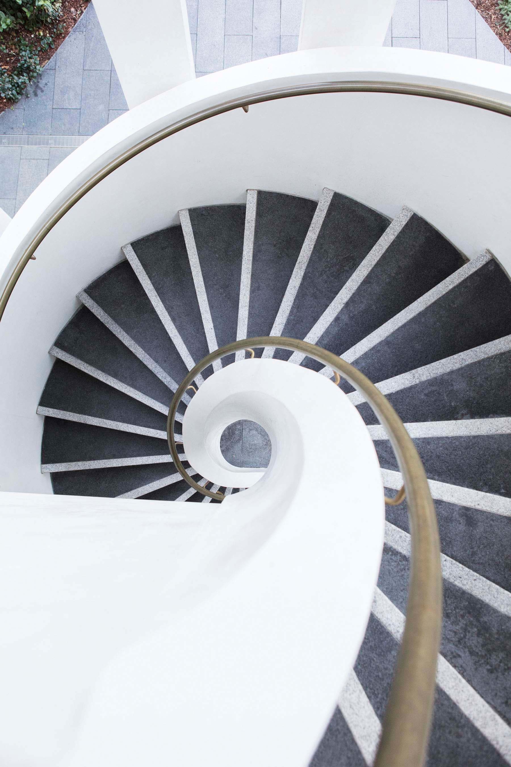 spiral staircase viewed from above to look like a snail